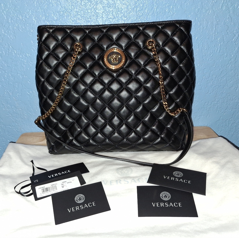 Versace Black Quilted Shoulder Bag